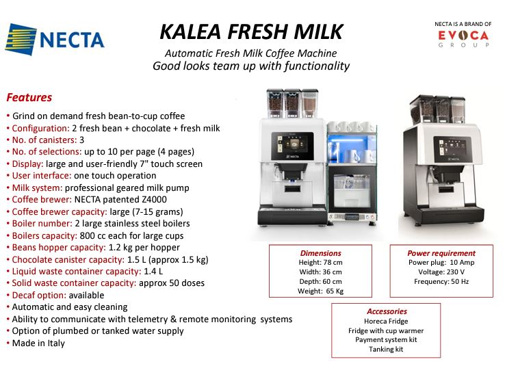 Necta Kalea ES Coffee Machine - Brand New